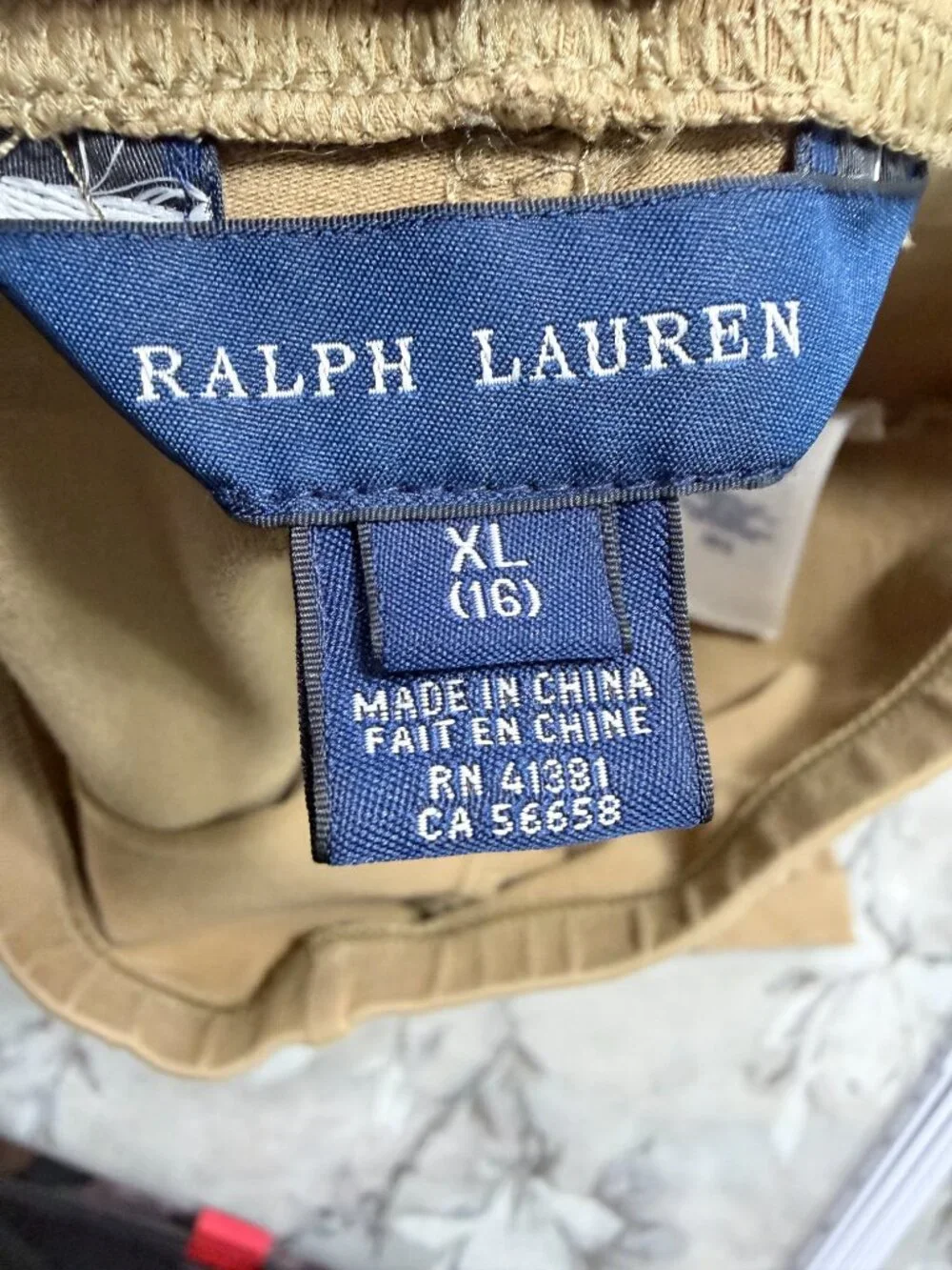Ralph Lauren Girls XL 16 Equestrian Leggings Tan Brown Knee Patch Riding Pants